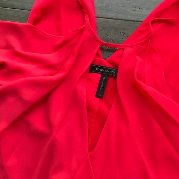 BCBG BCBGMaxAzria Red Ruffle Halter Cocktail Dress - Picture 4 of 7